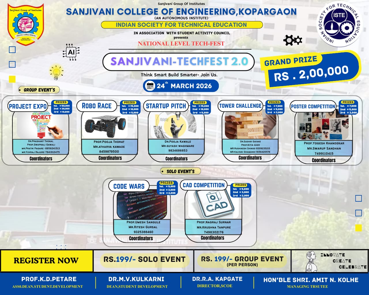 Sanjivani College of Engineering to Host National Level SANJIVANI TechFest 2.0