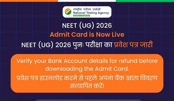 NEET UG 2026 Re Exam Admit Card Out Download at neet.nta.nic.in