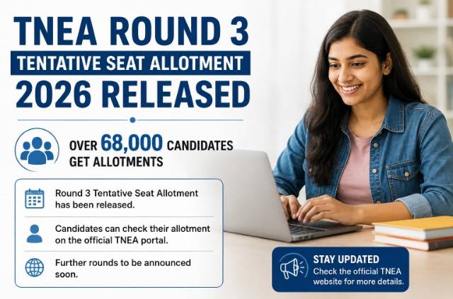 TNEA Round 3 Tentative Seat Allotment 2026 Released; Over 68,000 Candidates Get Allotments