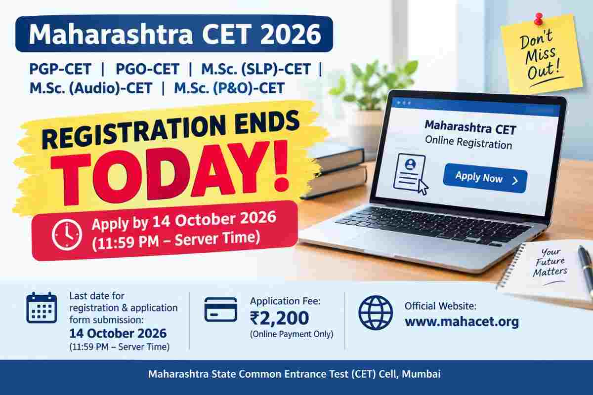 Maharashtra CET 2026 Registration Ends Today for Five Postgraduate Courses; Apply by 11:59 PM
