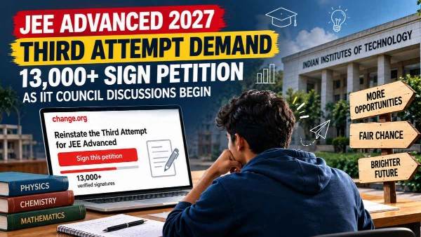 JEE Advanced 2027 Third Attempt Demand: 13,000+ Sign Petition as IIT Council Discussions Begin