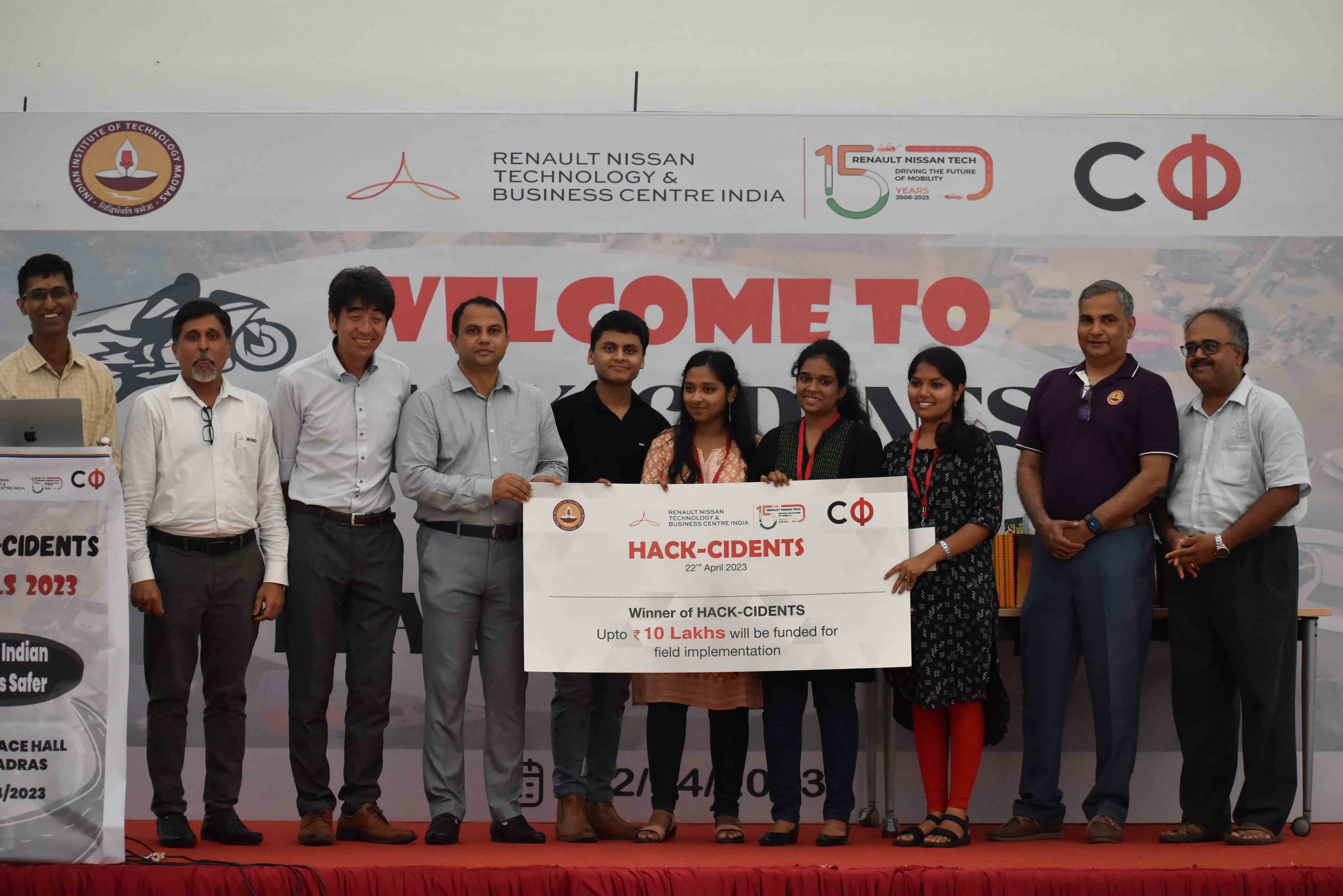 IIT Madras & Renault Nissan Technology & Business Centre India (RNTBCI) organize National Hackathon on Road Safety The goal of this hackathon was to design implementable technology solutions to save lives on Indian roads with teams of college students and young professionals with different skill sets invited to take part