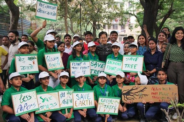 Education Minister Atishi participates in tree plantation drive with Paryavaran Mitras and students of eco clubs of schools and colleges