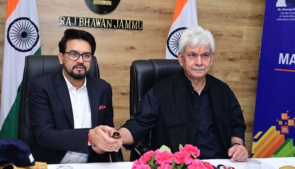 Anurag Singh Thakur along with LG J&K launches 3rd Khelo India Winter Games Mascot, Theme Song and Jersey