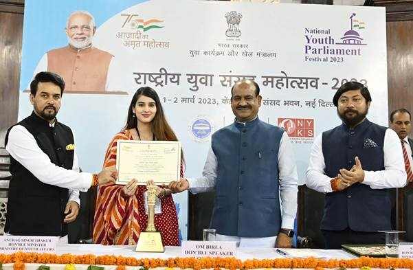 Om Birla  addresses the valedictory function of  4th edition of National Youth Parliament Festival (NYPF) 2023