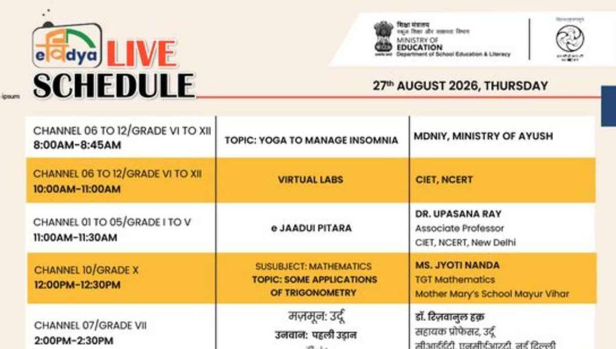 NCERT Live Classes August 27,  Free Sessions for Classes 1–12