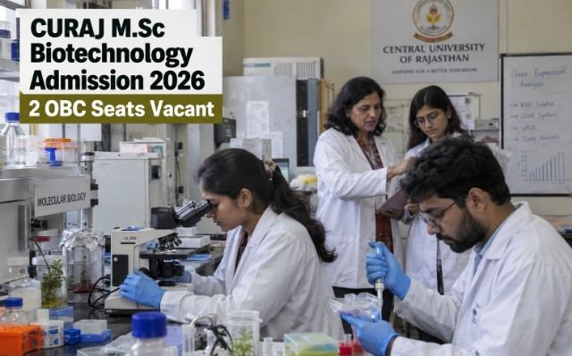 Central University of Rajasthan Opens M.Sc Biotechnology Admission for Two Vacant Seats