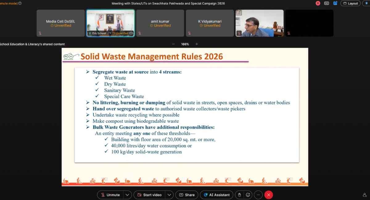 Swachhata Pakhwada 2026: DoSEL Reviews School Activities, Plans SHS & Special Campaign 6.0