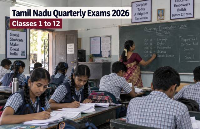 Tamil Nadu Quarterly Exam Schedule 2026 27 Released for Classes 1 to 12