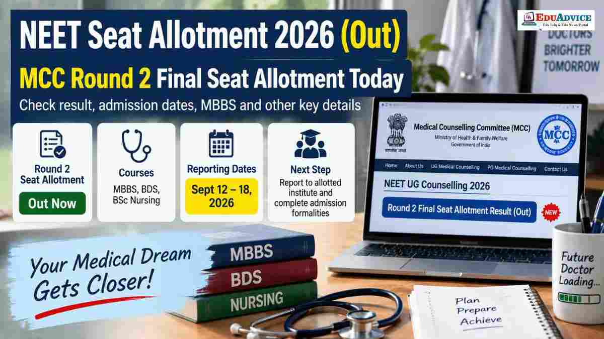 NEET Seat Allotment 2026 Out: MCC Round 2 Final Seat Allotment Released; Check MBBS Admission Dates