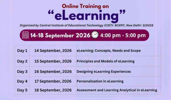 CIET NCERT eLearning Training 2026: Online Training from September 14–18