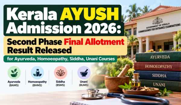 Kerala AYUSH Admission 2026: Second Phase Final Allotment Result Released for Ayurveda, Homoeopathy, Siddha, Unani Courses