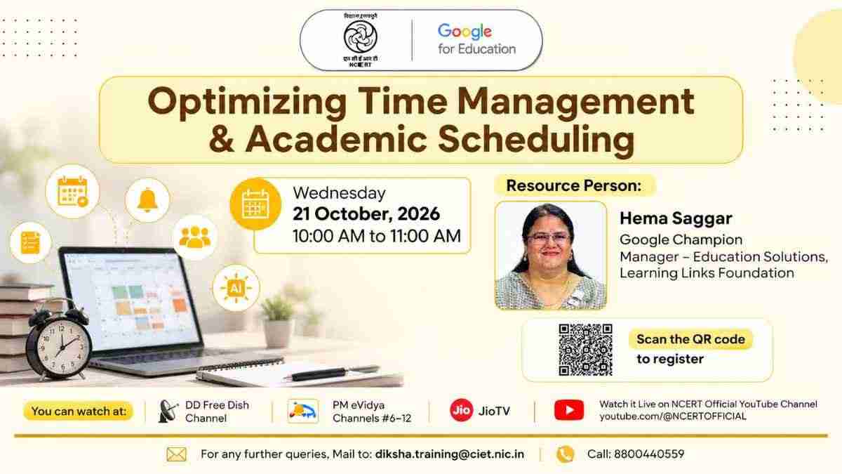 Teachers Can Explore AI Scheduling Tools at NCERT CIET’s October 21 Training Session